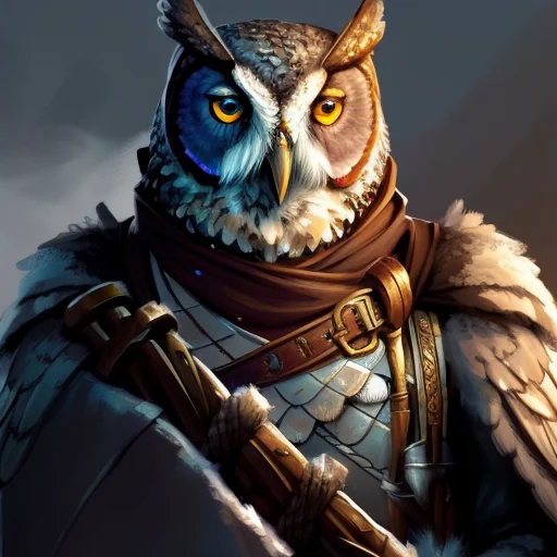 Medium Close-up Of A Assyria, Great Grey Owl Owlfolk Person,...