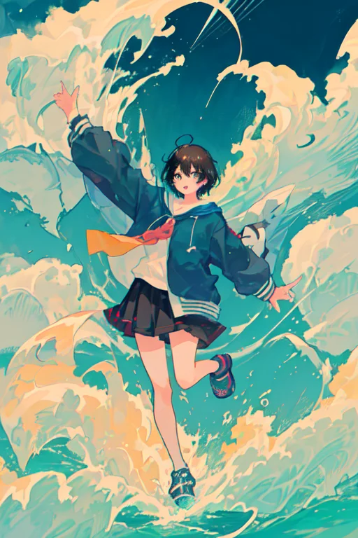 Visual Novel,run,above,big Whale,jump,island, Sea,typhoon, T...