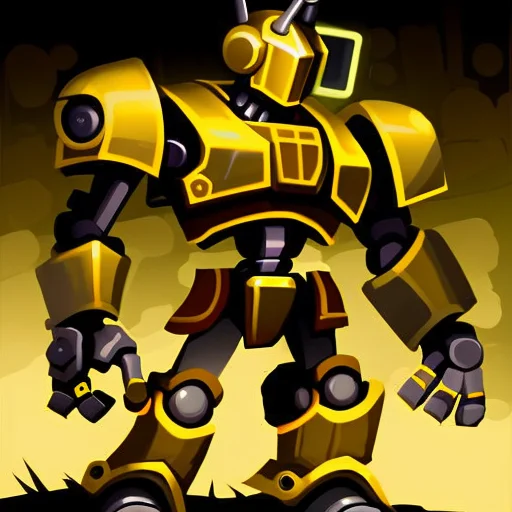 Steampunk Mecha, Black Background, Stylized Game Icon, By Gr...
