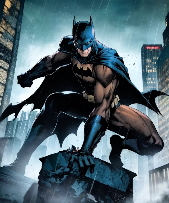 1boy, Dark Scene, Picture Of Batman In Black Suit Standing O...