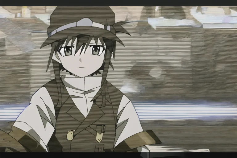 Kino, 1girl, Portrait, Green Uniform, Full Body, Motorcycle...