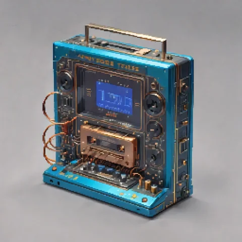 High-resolution Photograph Of A Single Sculpture Of A 1980s... — SDXL AI Prompt: high-resolution photograph of a single sculpture of a 1980s portable cassette pl...