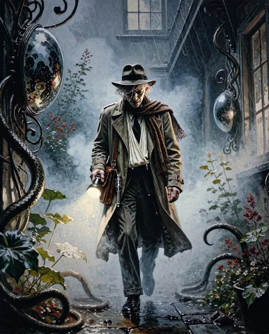 Occult-vibes, Heroic Fantasy Painting Of A 1920s Detective,... — Stable Diffusion AI Prompt: Occult-Vibes, heroic fantasy painting of A 1920s detective, their face gaunt and...
