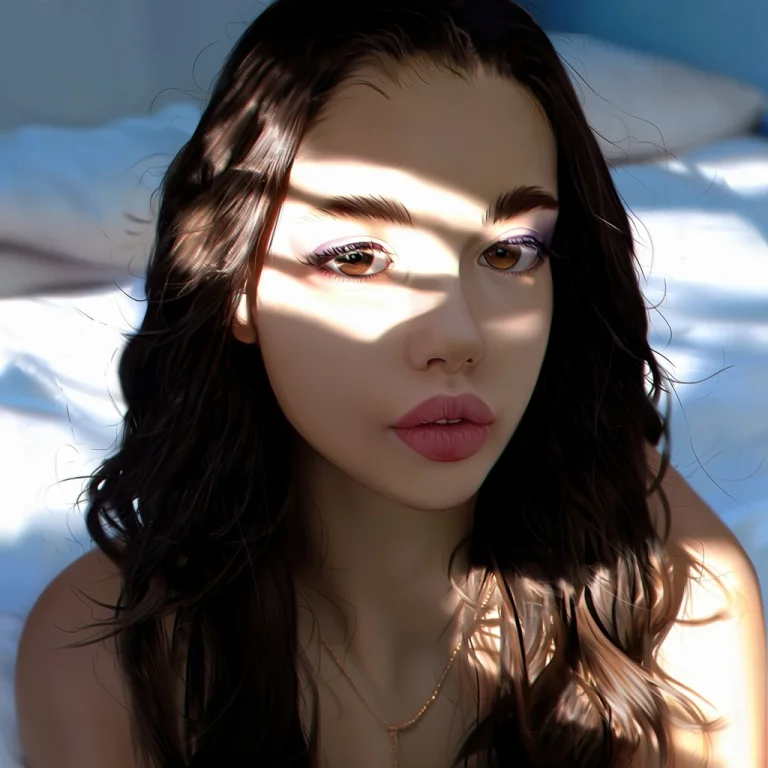 This Is A Digital Portrait Of A Young Woman With Light Brown...