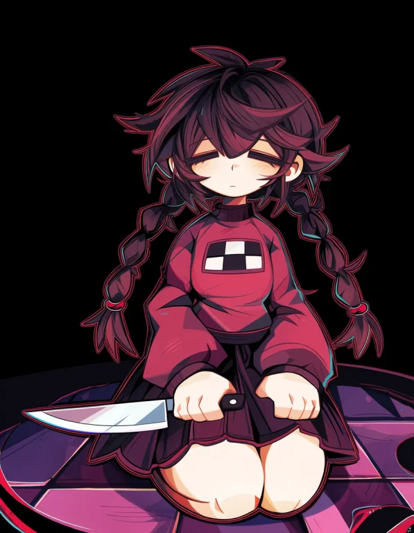 Score7, Score8, 1girl, Solo, Madotsuki, Seiza, From Above1.3...