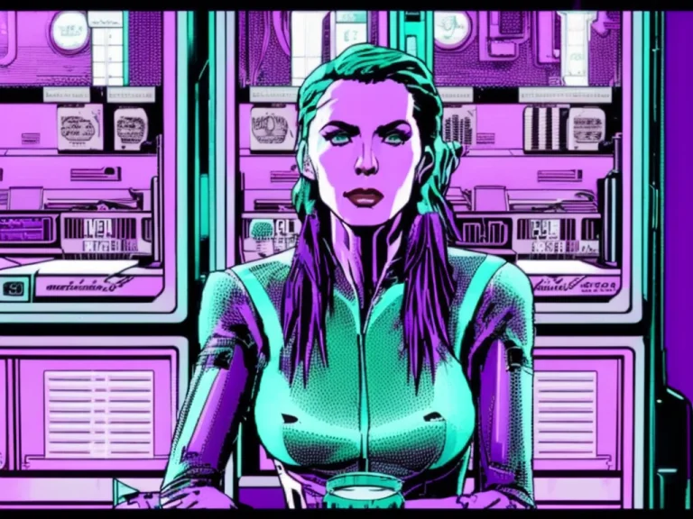Close-up Photo Portrait Of Hot Cyberpunk Woman At Ice Cream...