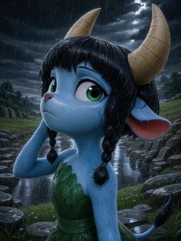Give The Furry Female Subtle Very Fine Light Blue Fur On Her... — Stable Diffusion AI Prompt: Give the furry female subtle very fine light blue fur on her entire body. Give h...