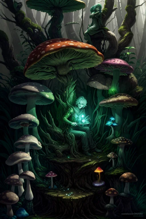Man, Close-up, Fantasypunk, Sunlight, Engraving, Forest, Mag...