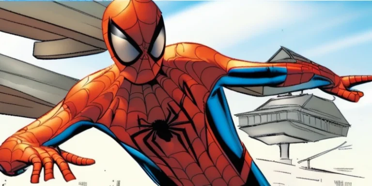 Sks Style Spider-man Shooting Webs, With An Airport In The B...