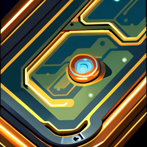 Sci-fi Printed Circuit Board, Stylized Game Icon, By Greg Ma...