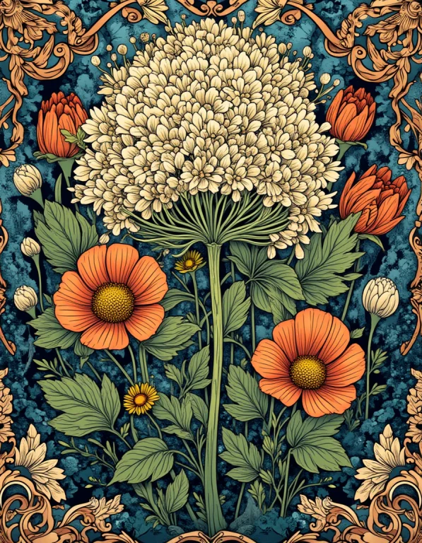 Line Art Trinket Depicting A Queen Annes Lace,chuah Thean Te...