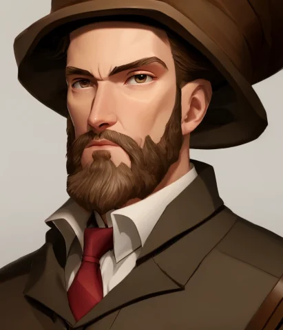 Charhelper, Digital Anime Painting, Bald Man With Short Brow... — Stable Diffusion AI Prompt: CharHelper, digital anime painting, bald man with short brown beard in uniform,...