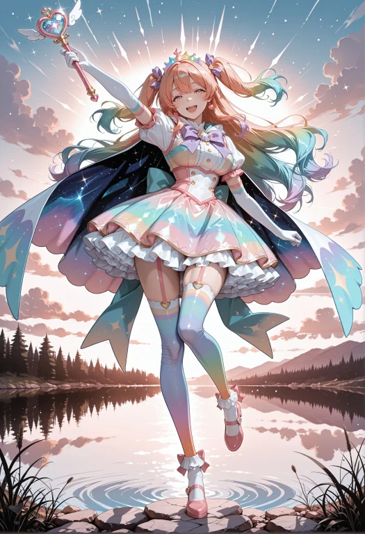 1girl, Rainbow Eyes, Long Hair, Long Sidelocks, Two Side Up,...