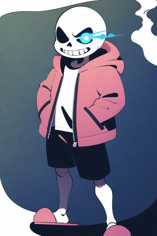 Sans, Undertale, 1boy, Fire, Flaming Eye, Gasterblaster, Glo...