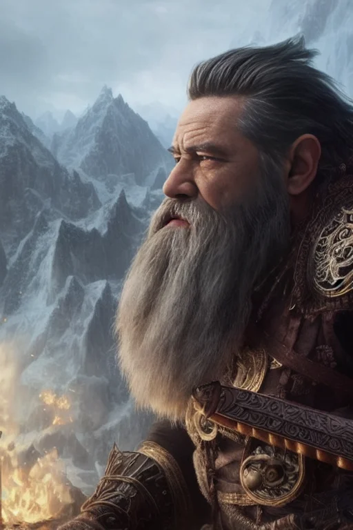 8k Rendering, Realistic Digital Painting Of A Rpg Dwarf Warr...