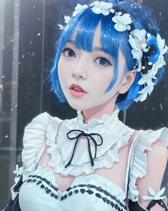 Raw Photo, Sxeyez, 1girl, Blue Hair, Intricate Details, Blac...