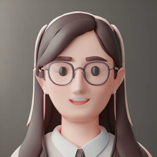 Digital Art, Portrait Of Young Woman, Big Eyeglasses In The...