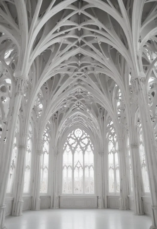 Gothic Cathedral Rendered Entirely As A Gyroid Lattice Struc...