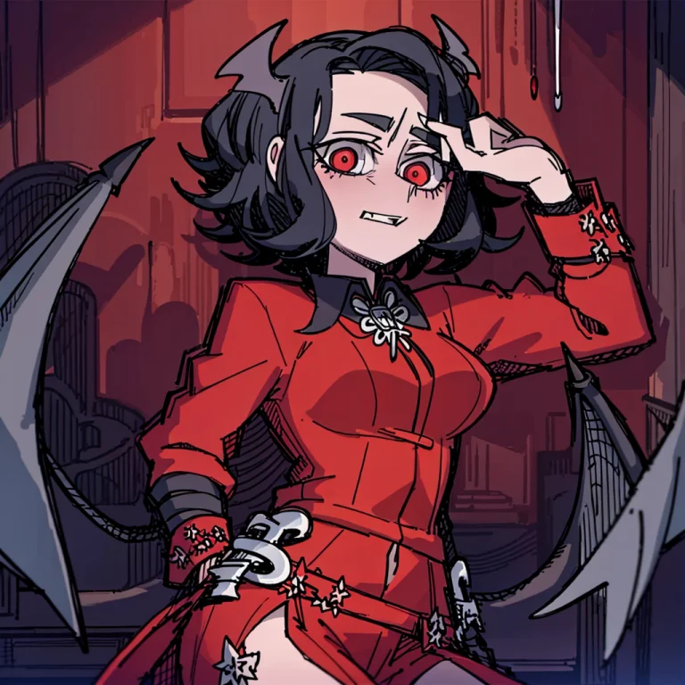 Masterpiece, Woman With Middle Part Hair And Red Eyes, Devil...