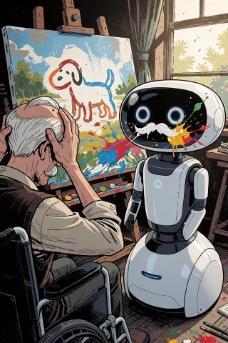 A Detailed Graphic Novel Panel Inside A Sunlit Art Studio. C... — Stable Diffusion AI Prompt: A detailed graphic novel panel inside a sunlit art studio. COMPOSITION & SCENE:...