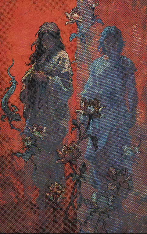 1970s Grainy Graphic Novel Comic Book Illustration Two Figur...