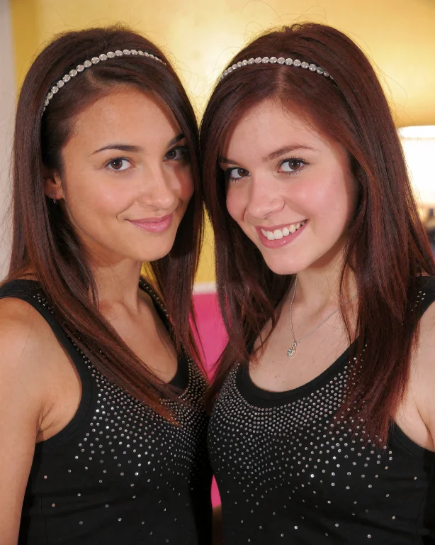 This Is A Photograph Of Two Young Women Standing Closely Tog...