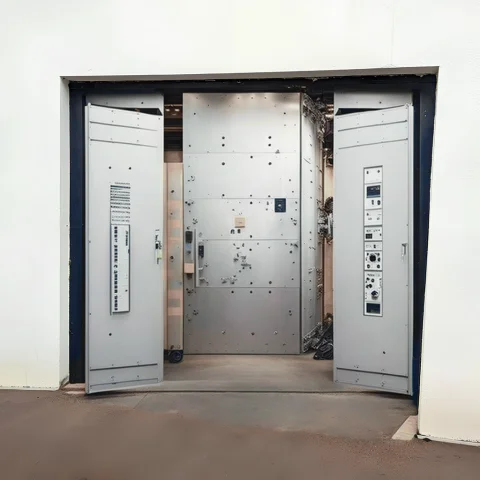 Photo, Airlock1 Industrial Vault Door — Stable Diffusion AI Prompt: photo, (Airlock:1) industrial vault door
