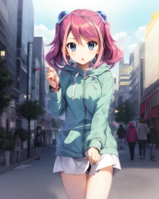 1girl, Yuzu, Pink Hair, Blue Eyes, Hair Ornament, Twintails,...
