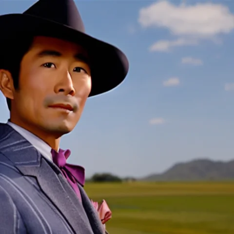 Tchnclr Style, A Closeup Portrait Of A Young Japanese Cowboy — Stable Diffusion AI Prompt: tchnclr style, a closeup portrait of a young japanese cowboy
