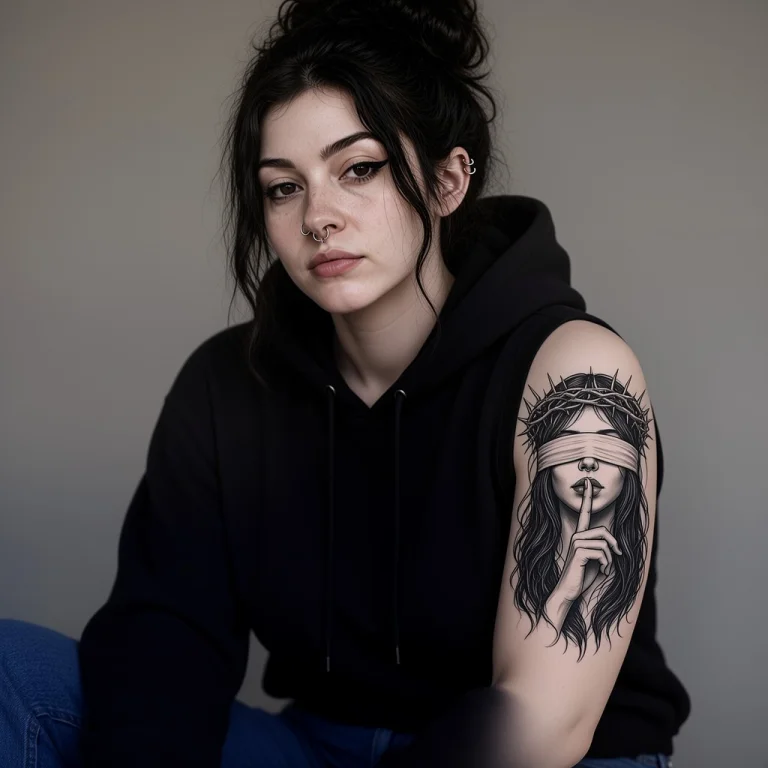 Mvoss Photograph Of A Young Woman With Pale Skin And Dark, W...