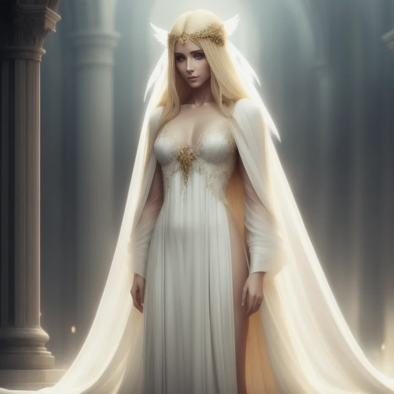 Beautiful Blonde Woman Full-length Dressed In Transparent An...