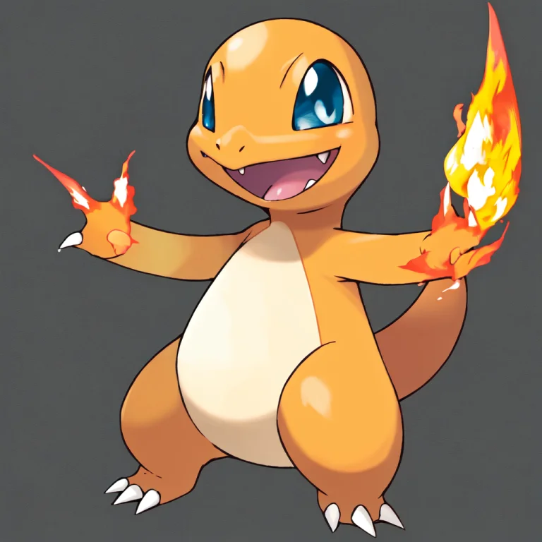 Sugimori Ken Style, Charmander, Solo, Looking At Viewer, Smi...