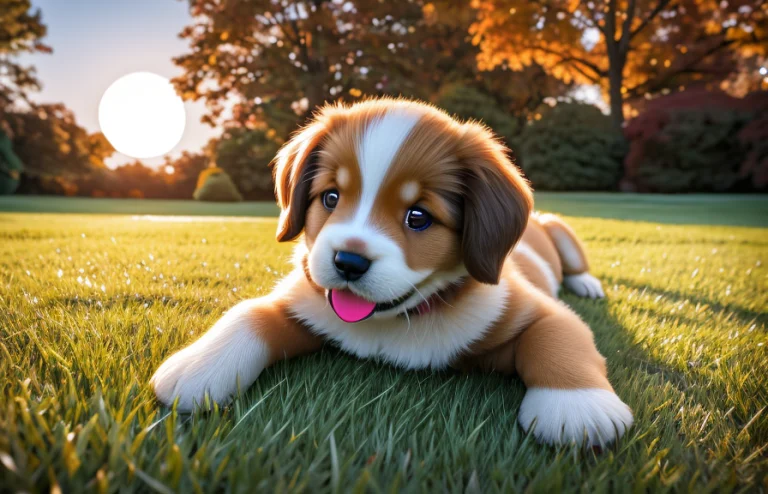 A 3d Render Of A Textured Photograph Of A Adorable Puppy Rol...