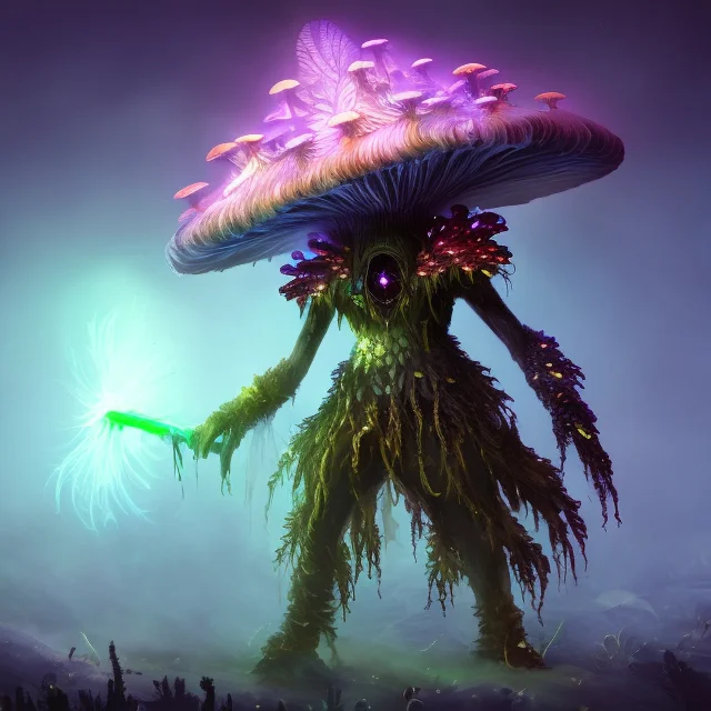 Myconid Person Alien Monster, Bio-luminescent, Glowing Node,...