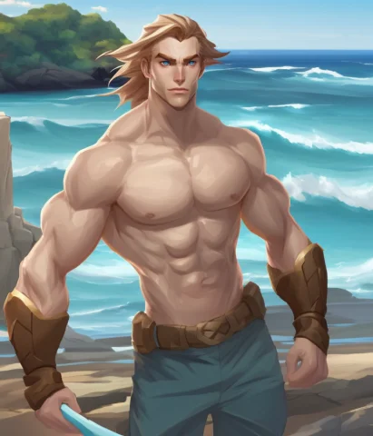 Charhelper, Digital Anime Painting, Muscular Blond Young Man... — Stable Diffusion AI Prompt: CharHelper, digital anime painting, muscular blond young man, blue eyes, charact...