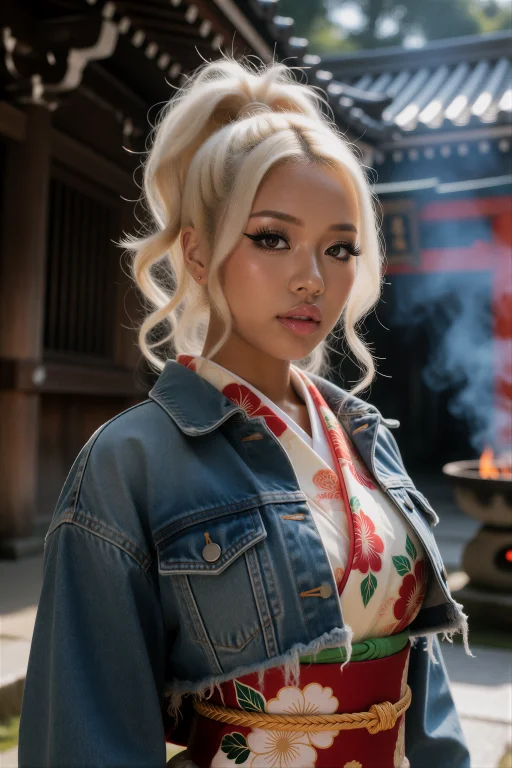 A Young Japanese Gyaru Woman With Deeply Tanned Skin, Bold W...