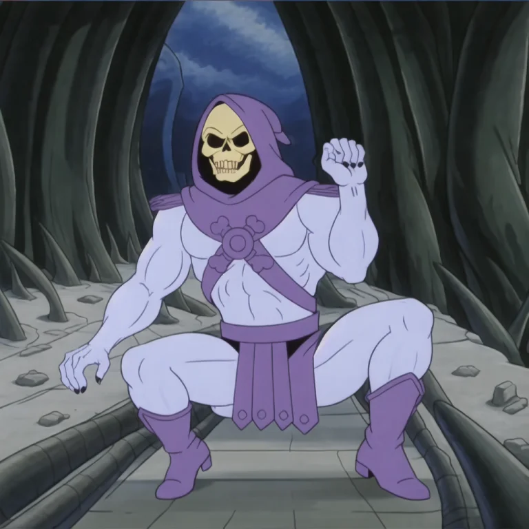 Close Up, A Photo Of Skeletor Wearing Big Purple Boots, Gard...