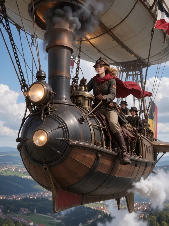 Riding A Steam Airship In Early 20th-century Germany