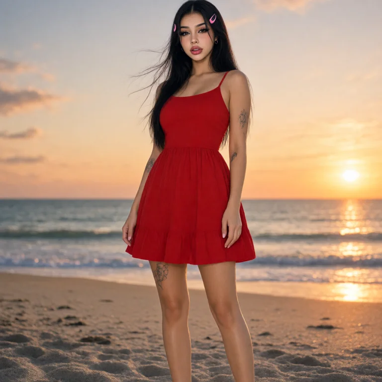 Sura, Full Body Photo Of A Young Woman Standing On A Beach A...