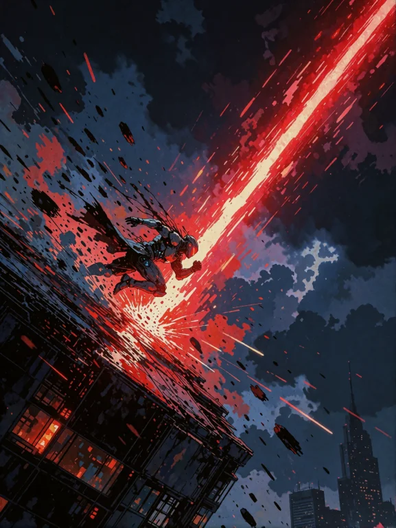 Dynamic 34 Vertical Action Shot. A Futuristic Warrior Sprint...