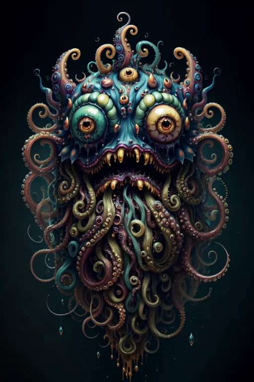 A Fantz Monster Design, Funny, Ultra Detailed, Slimey, Dripp...