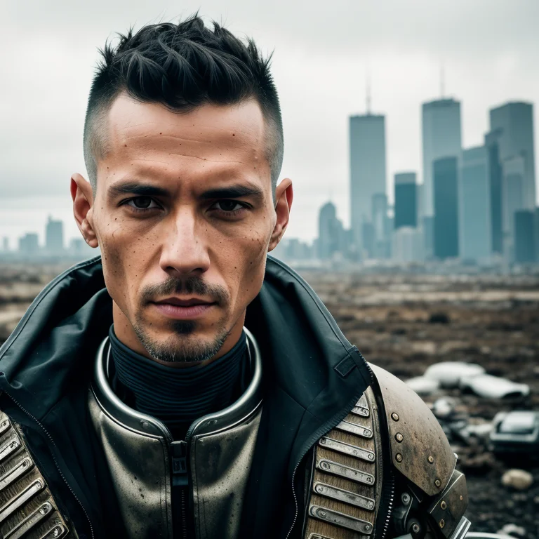 Raw Photo, 1man, Biopunk Style, A Portrait Of Man In Clothes...