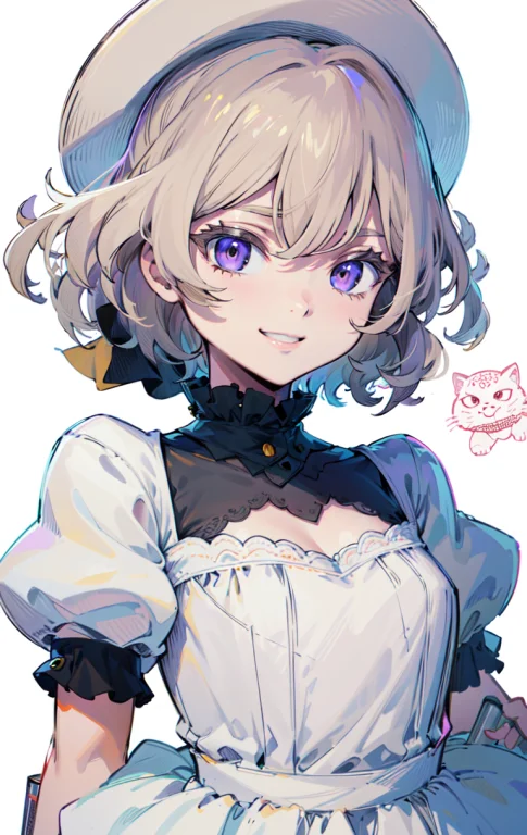 1girl, Straight-on, Upper Body, Solo, Short Hair, White Head...