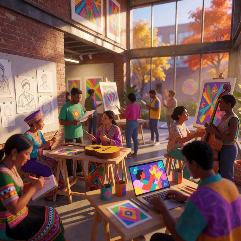 A Vibrant, Inclusive Creative Hub Bustling With Diverse Arti...