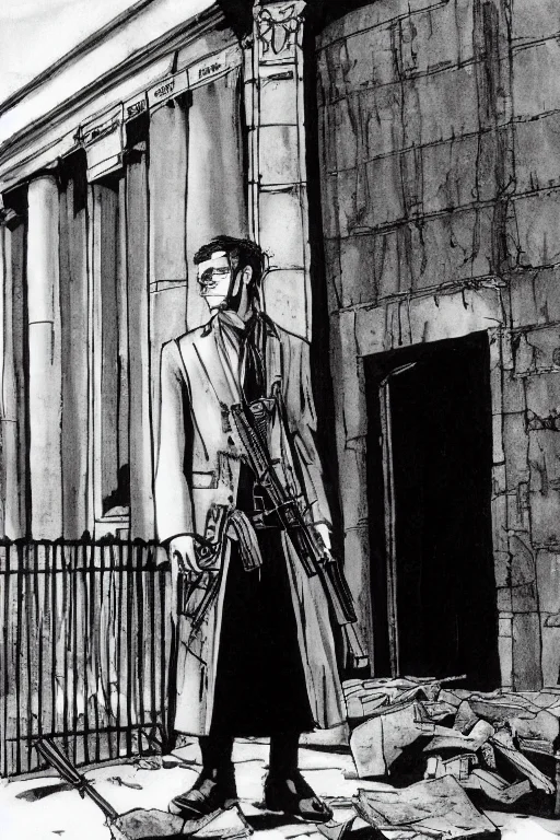 Therpgchargenesafart Man Holding A Gun, Skirt, And Boots In...