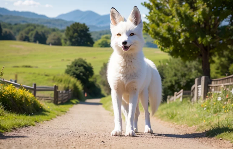 An 18-year-old Girl With Fox Ears, Lovable, White Fox, Fox E...
