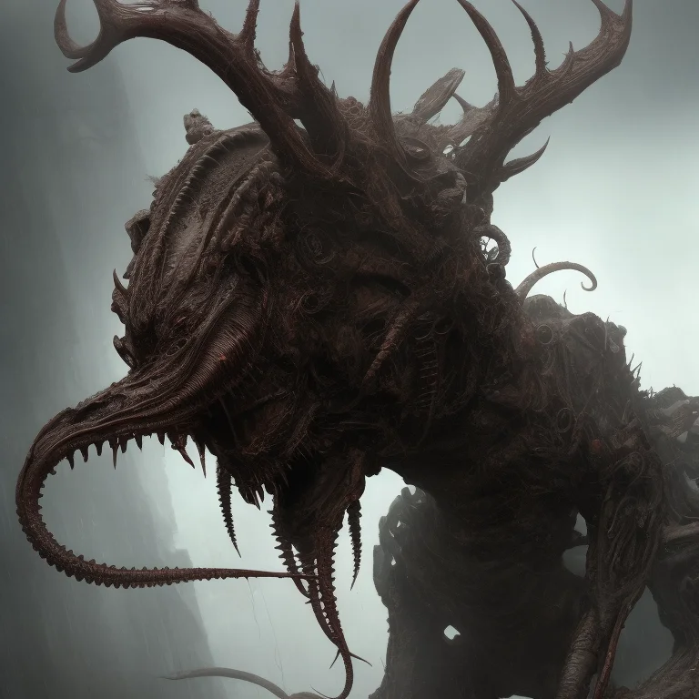 Alien Centipedal Creature, Deer Horns, Hood, Horns, Moose, S...
