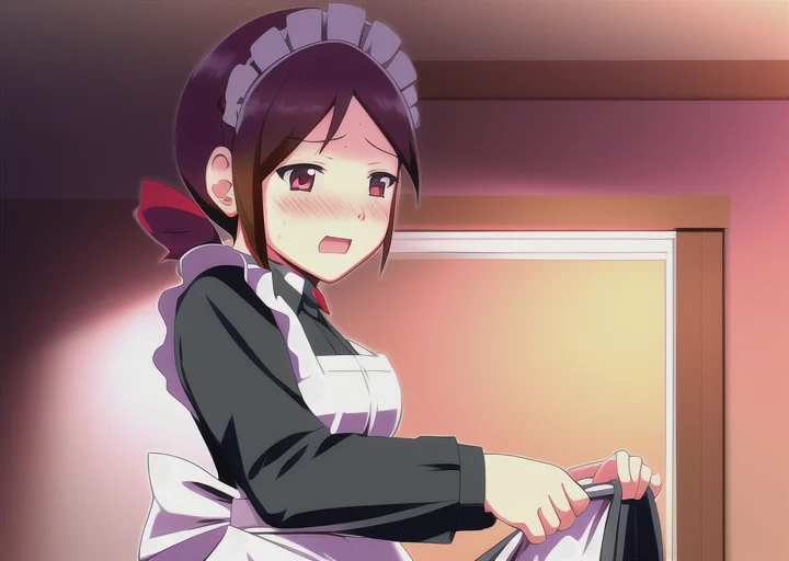 Art By Apstle, Maid, Blush, Embarrassed, Kitchen, Housework,...