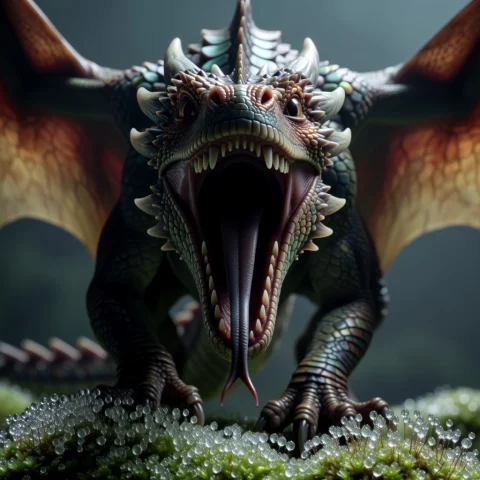 A Hyper-realistic And Random, Front-facing Portrait Of An Ad... — Stable Diffusion AI Prompt: a hyper-realistic and random, front-facing portrait of an adult winged dragon st...