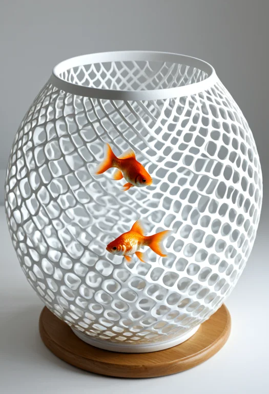 Gyroid, Gyroid Lattice, Photorealistic, A Round Fishbowl On...